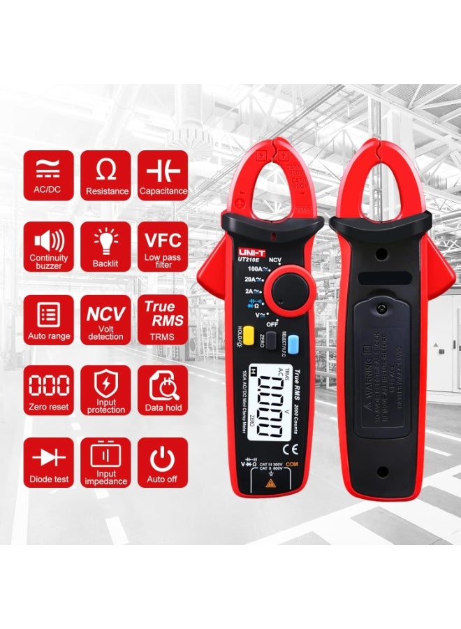 UNI-T UT210e Mini Digital Clamp Meter AC DC Amp Meter Clamp Multimeter True RMS 2000 Counts Voltmeter Continuity Tester Capacitor HVAC Tool Multi Tester - Image 2
