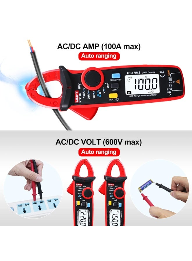 UNI-T UT210e Mini Digital Clamp Meter AC DC Amp Meter Clamp Multimeter True RMS 2000 Counts Voltmeter Continuity Tester Capacitor HVAC Tool Multi Tester - Image 4