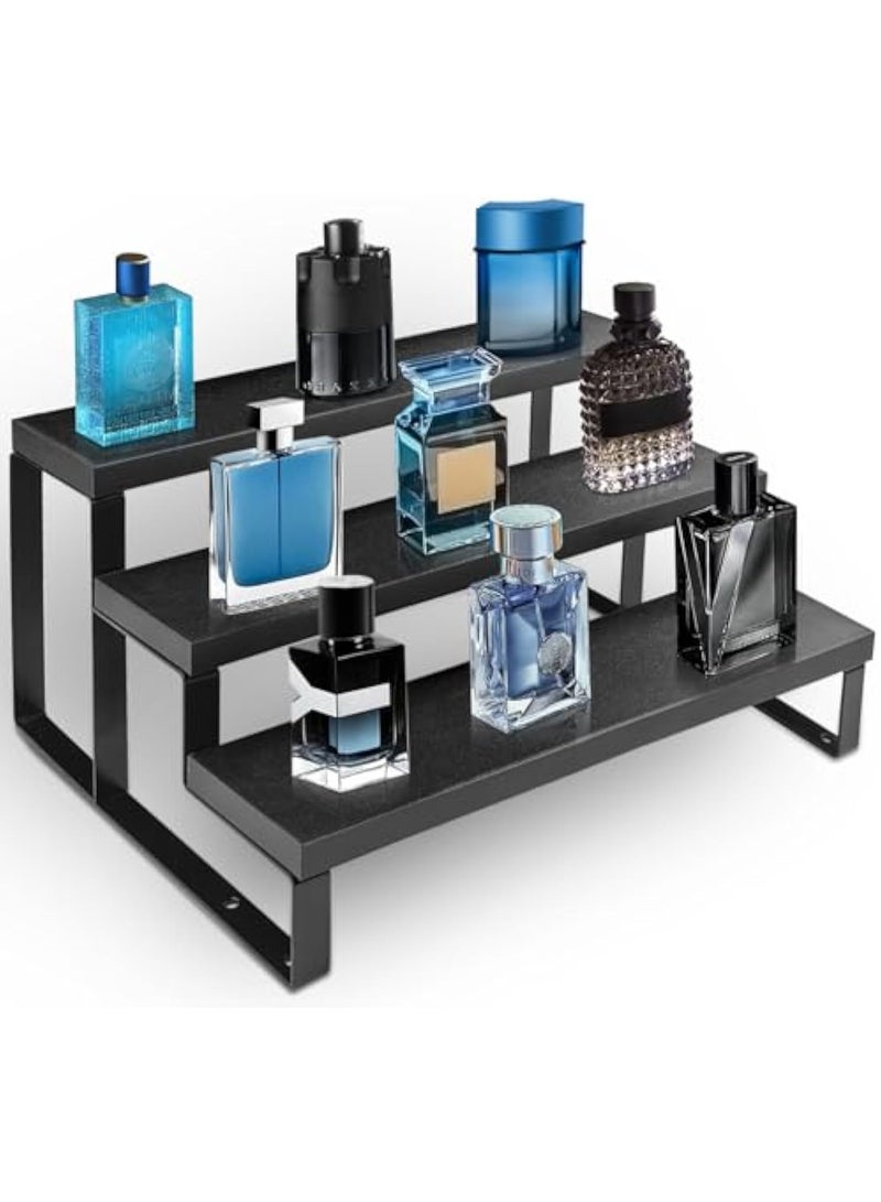 Arabest حامل عطور ثلاثي الطبقات للرجال، 12 بوصة منظم عطور خشبي لسطح الطاولة، حامل عطور مقاوم للماء مع غسالات مضادة للانزلاق لمستحضرات التجميل، الأشكال، الكعك، العطور، الحلويات، حاملات العرض لتنظيم - Image 1