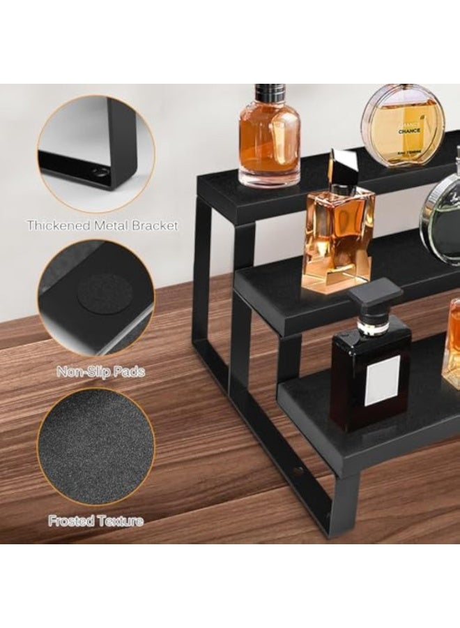 Arabest حامل عطور ثلاثي الطبقات للرجال، 12 بوصة منظم عطور خشبي لسطح الطاولة، حامل عطور مقاوم للماء مع غسالات مضادة للانزلاق لمستحضرات التجميل، الأشكال، الكعك، العطور، الحلويات، حاملات العرض لتنظيم - Image 4