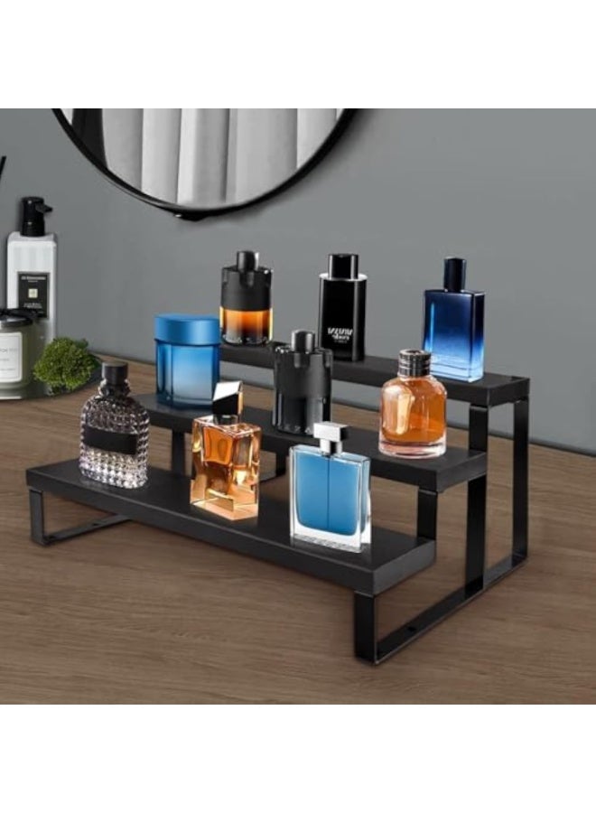 Arabest حامل عطور ثلاثي الطبقات للرجال، 12 بوصة منظم عطور خشبي لسطح الطاولة، حامل عطور مقاوم للماء مع غسالات مضادة للانزلاق لمستحضرات التجميل، الأشكال، الكعك، العطور، الحلويات، حاملات العرض لتنظيم - Image 2