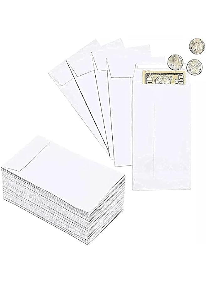 White Coin Envelopes 6” x 4” Kraft Self-Adhesive Seed Envelopes for Small Items Parts, Wages, Notes, Beads, Garden, Office (50 Pack) - Image 1