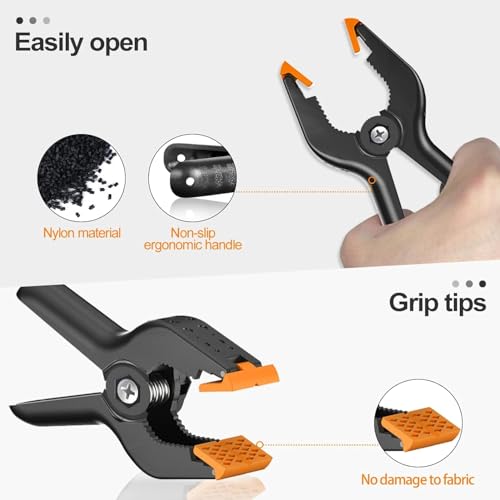 EMART 6 Pack Heavy Duty Muslin Spring Clamps, 4.5 inch Photo Booth Backdrop Clips for Photography Studio - Image 5