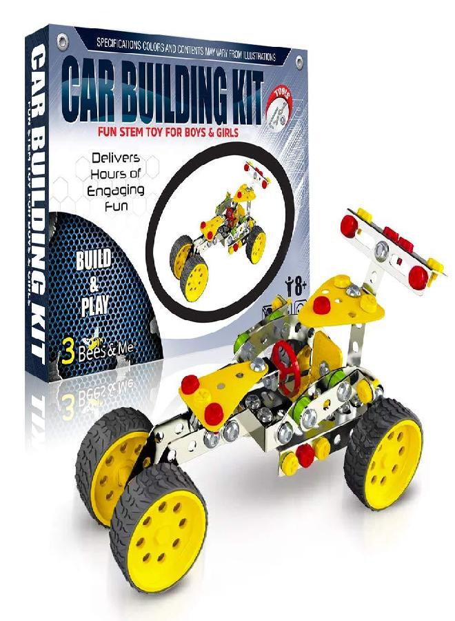 3 Bees & Me 3 Bees & Me STEM Car Building Erector Toy Kit | Educational Metal Project for Boys and Girls Aged 8-11 Years Old (Ages 6-7 with Help) Beginner Gift Set for STEM Learning and Junior Engineers - Image 4