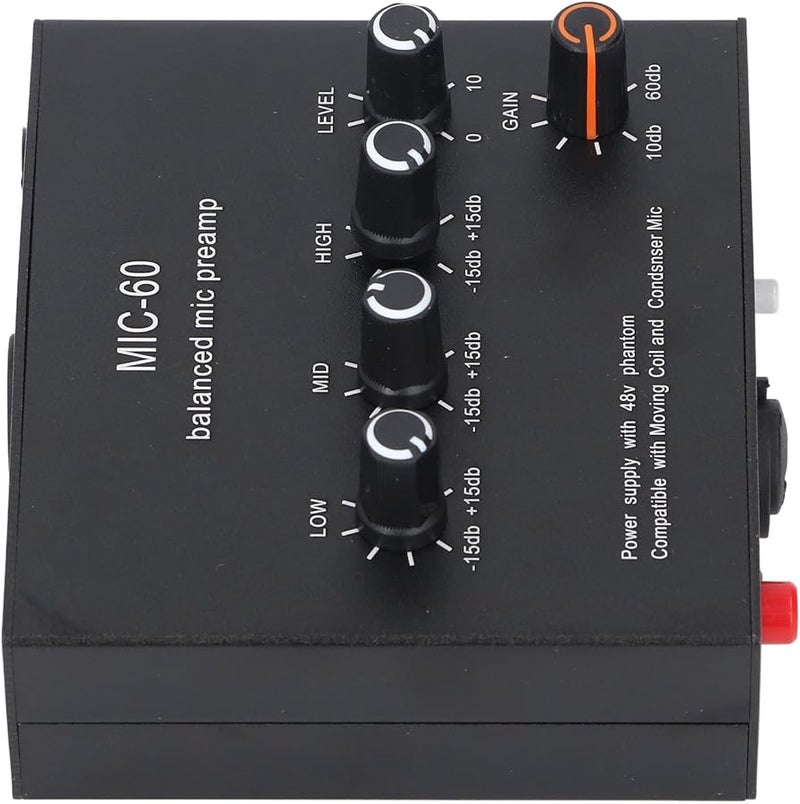 48V Phantom Power Microphone Preamp with XLR 6 5mm 3 5mm Inputs for Home Studio - Image 2