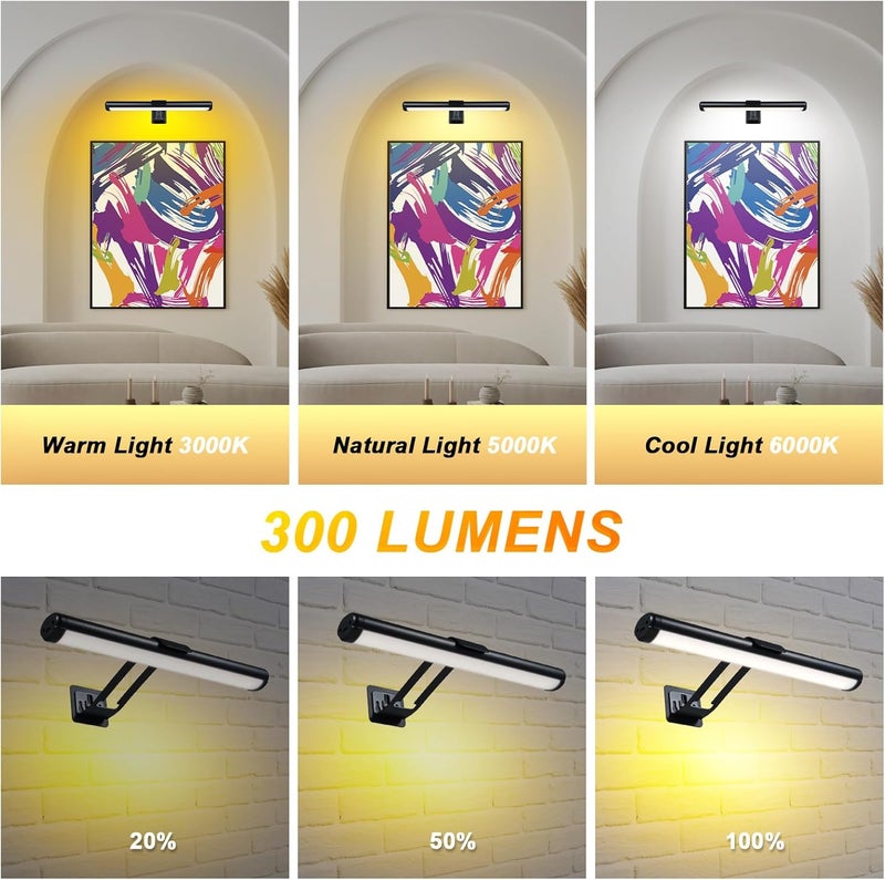 Eacam 32cm Rechargeable Touch-Controlled LED Wall Light with Warm & White Modes - Image 5