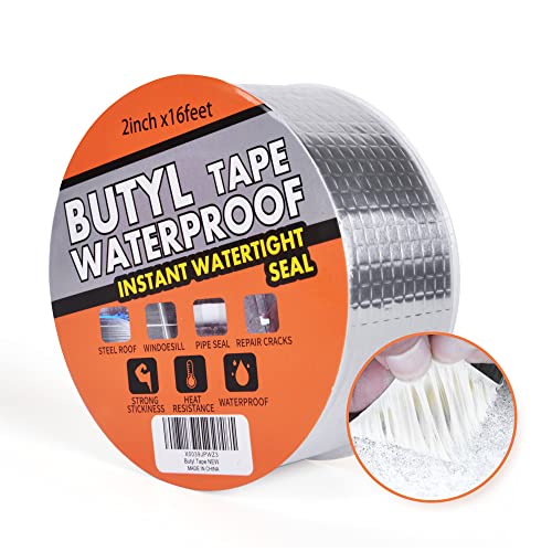TAPEBEAR Butyl Tape Waterproof Sealing Tape Aluminum Foil Tape, for RV Repair, Window, Silicone, Glass & EDPM Roof Leak Patching, Boat and Pipe Sealing, Silver, 2inch x16feet - Image 1