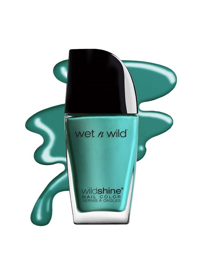 Wet N Wild Wild Shine Nail Polish, Teal Blue Be More Pacific, Nail Color - Image 1