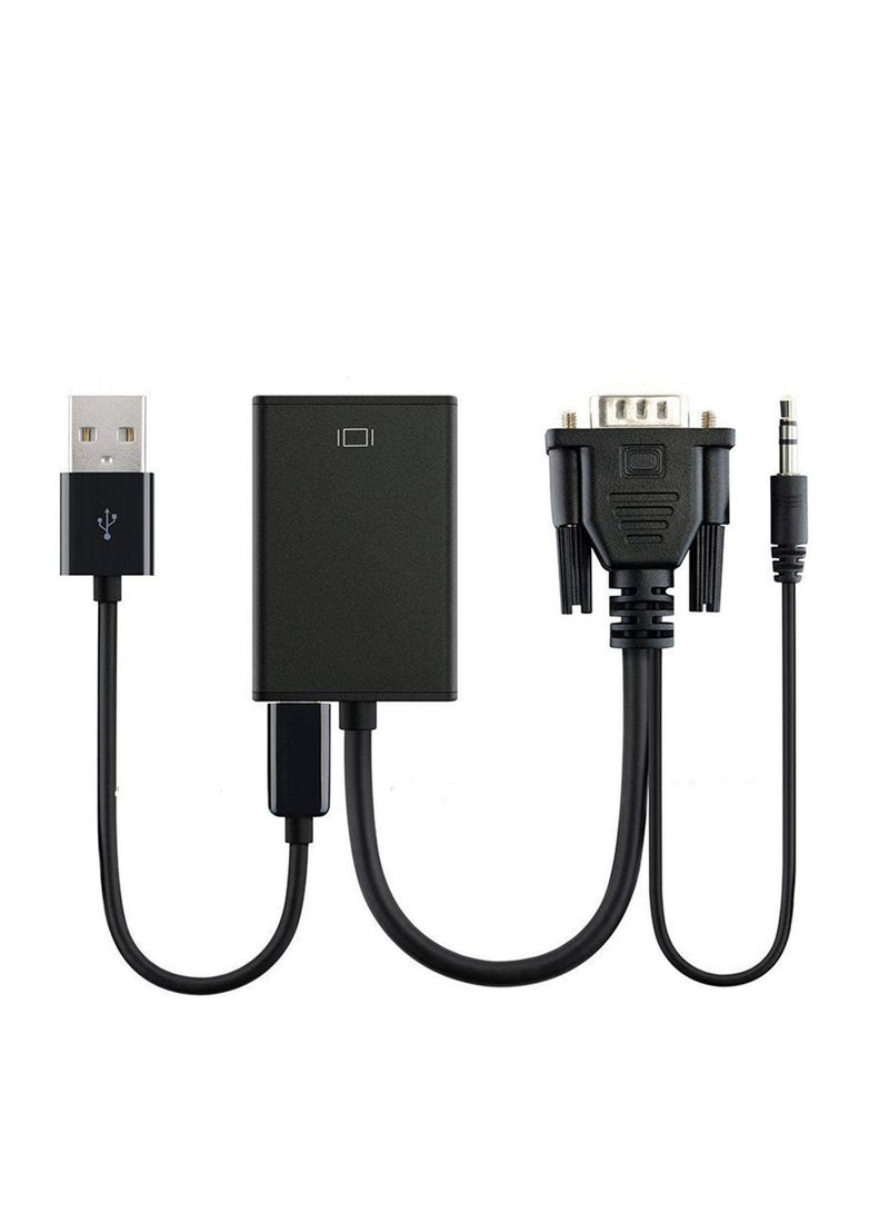 Black VGA Male To HDMI Output 1080P HD and Audio TV AV HDTV Video Cable Converter Adapter  - Image 2
