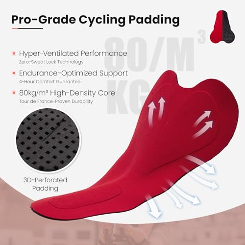 Santic بدلة سانتيك للترياتلون للنساء بأكمام قصيرة مبطنة سريعة الجفاف للسباحة وركوب الدراجة والجري، أحمر، S - Image 5