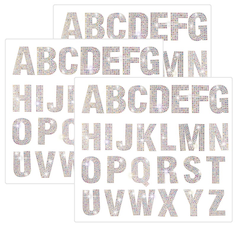 PRATIQUE Glitter Rhinestone Alphabet Letter Stickers 78 Pcs Letters SelfAdhesive Stickers for DIY Art and Craft AB color
