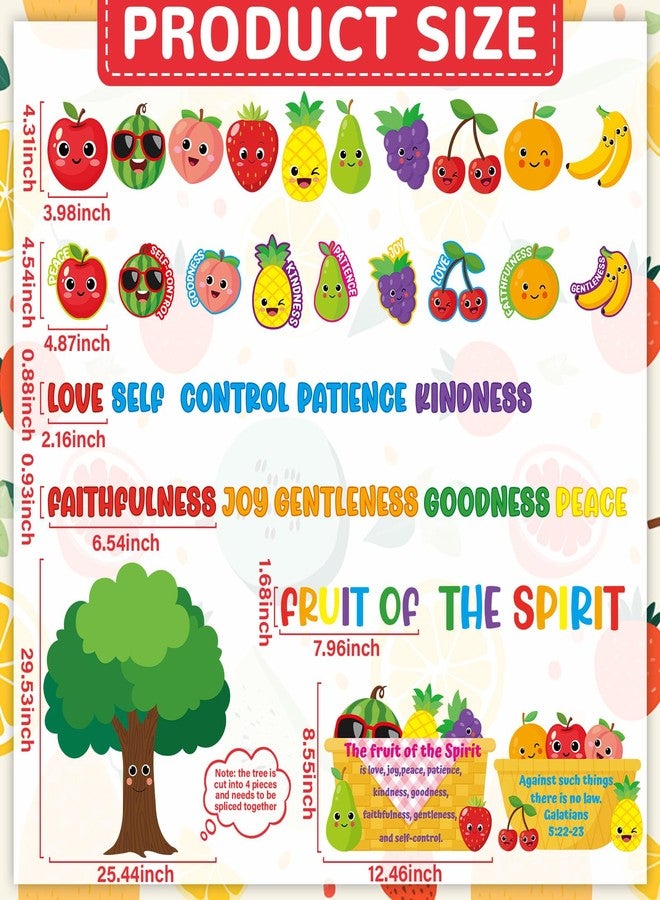 Lonfliness Fruit of The Spirit Bulletin Board Set VBS Vacation Bible School Paper Cutouts Back to School Classroom Decorations Wall Tree Decor for Sunday School Christian Nursery Chalkboard Door Teacher Supplies - Image 2
