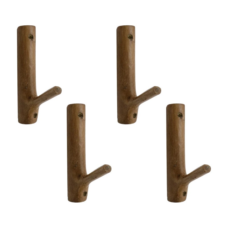 Tsnamay 4Pcs Real Wood Tree Branch Wall Hook with Screw Farmhouse Rustic Decorative Wooden Without Bark Trunk 25cm3cm Hook Dia02 to 047Walnut Color - Image 2