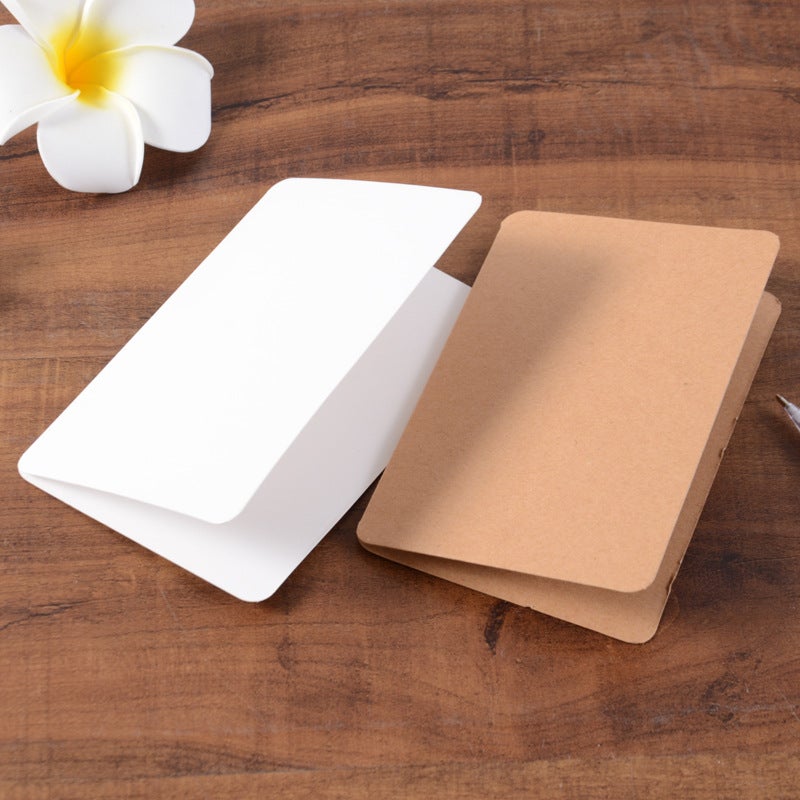 Thickened Kraft Paper Simple Blessing Message Holiday Universal Thank You Card Folding Flower Shop Handwritten Greeting Card - Image 3