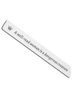 SOLDOUT Book Label Retro A Well Read Woman Stationery Page Mark Rectangular Leaf Pendant Metal Bookmark  - Image 2