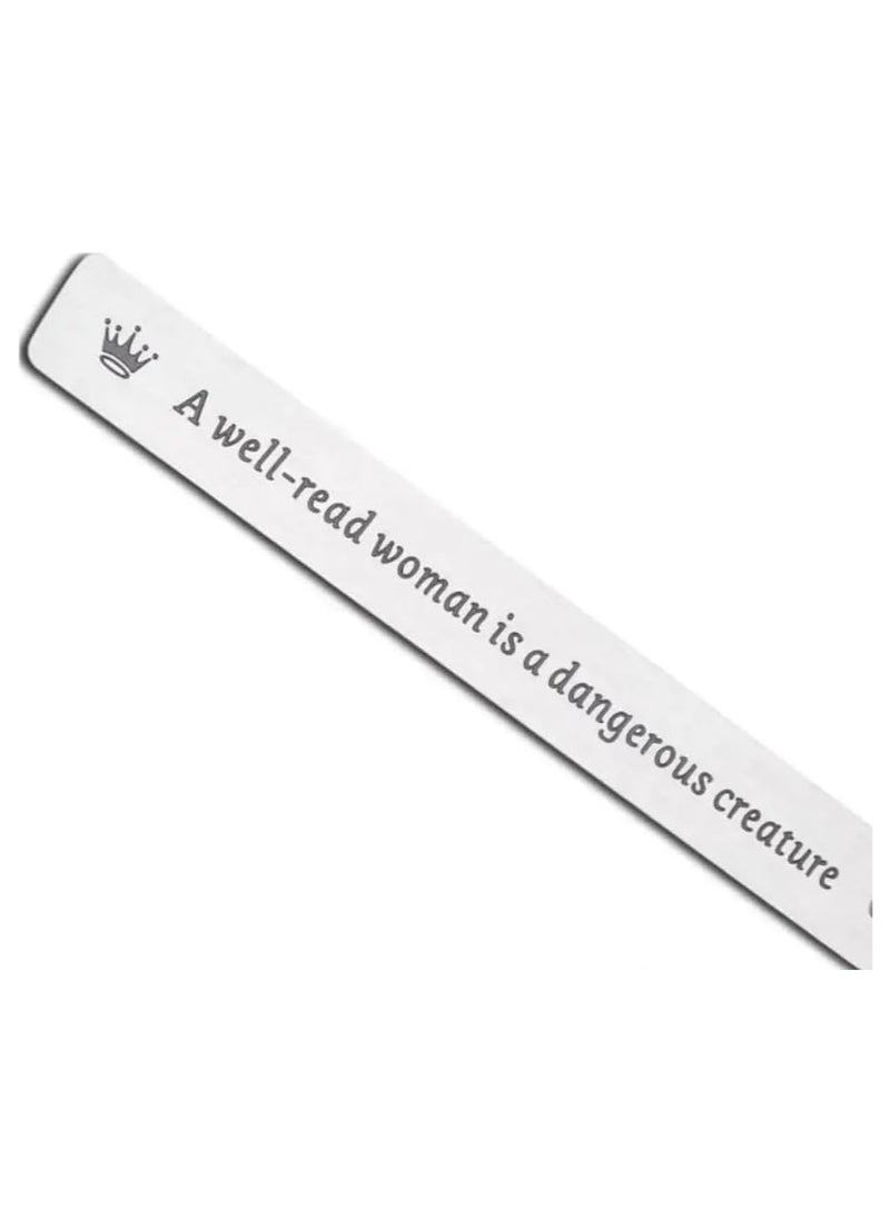 SOLDOUT Book Label Retro A Well Read Woman Stationery Page Mark Rectangular Leaf Pendant Metal Bookmark  - Image 2