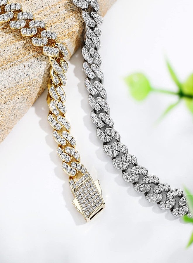 TOPGRILLZ 8mm Cuban Link Anklets for Women 6 Times 14K Gold Plated Fashion Foot Jewelry Gift (White Gold, 10) - Image 3