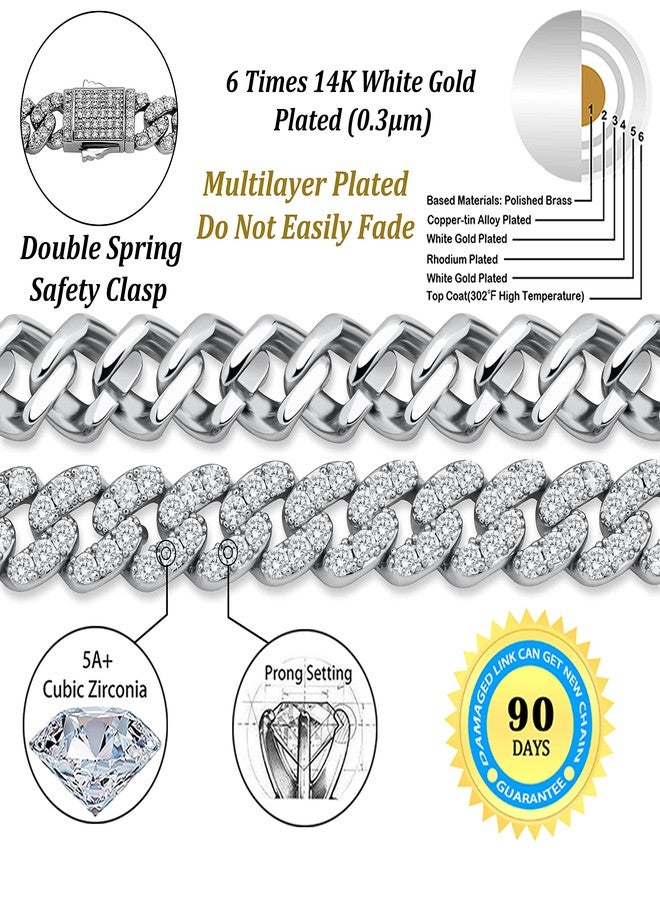 TOPGRILLZ 8mm Cuban Link Anklets for Women 6 Times 14K Gold Plated Fashion Foot Jewelry Gift (White Gold, 10) - Image 2