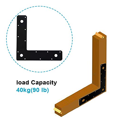 heneng 4 Pcs 9" x 9" L Shaped Mending Plate, Flat Corner Brace for Furniture, Shelves, Woodworking, 1/8" Thick - Image 3