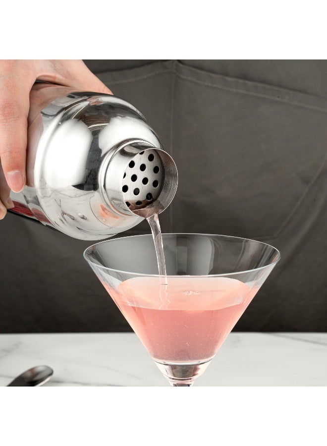 Restaurantware Bar Lux 24 Ounce Cocktail Shaker, 1 Heavy-Duty Cobbler Shaker - Mirrored Finish, Leak-Resistant, Silver Stainless Steel Martini Shaker, For Homes, Bars, Parties, or Restaurants, - Image 5