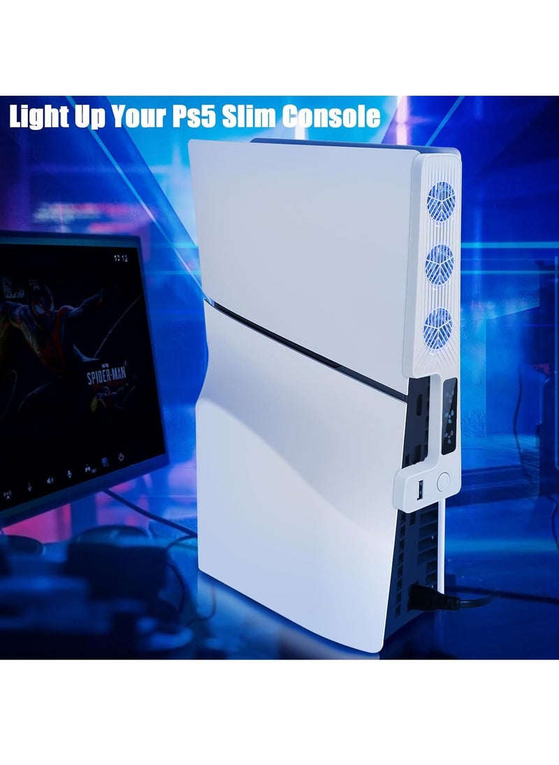 XICEN - PS5 Slim Cooling Fan New Playstation 5 Slim Console Accessories Cooler with USB Port and 3 Adjustable Quiet 9500 Speed Fans Cool LED Light for PS5 Slim Digital Disc Edition System - Image 1