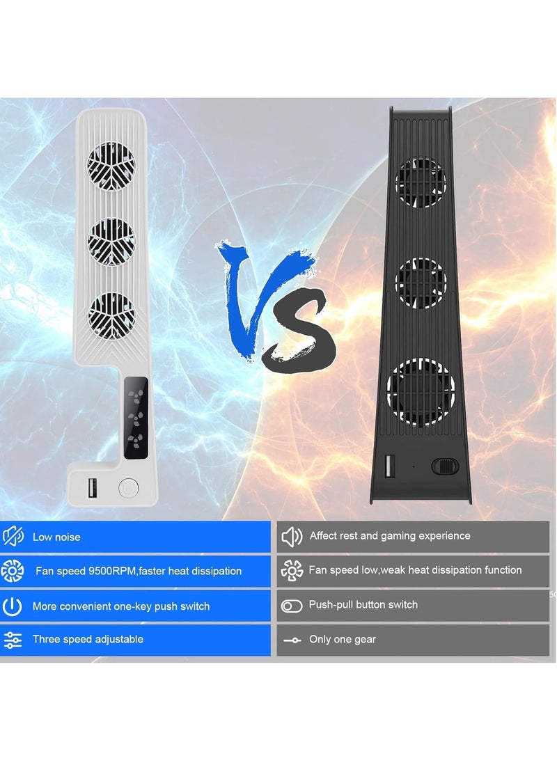 XICEN - PS5 Slim Cooling Fan New Playstation 5 Slim Console Accessories Cooler with USB Port and 3 Adjustable Quiet 9500 Speed Fans Cool LED Light for PS5 Slim Digital Disc Edition System - Image 1
