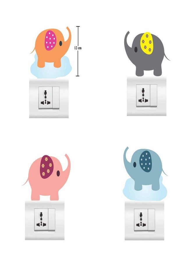 Asmi Collections Cute and Funny Elephants Wall Stickers for Switches - Set of 4 - Image 2