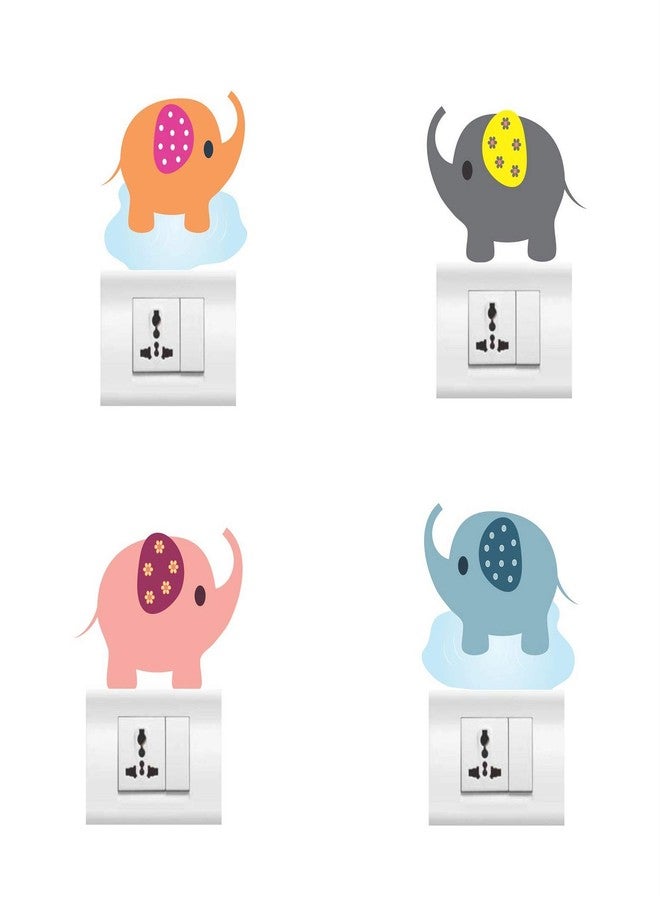 Asmi Collections Cute and Funny Elephants Wall Stickers for Switches - Set of 4 - Image 1