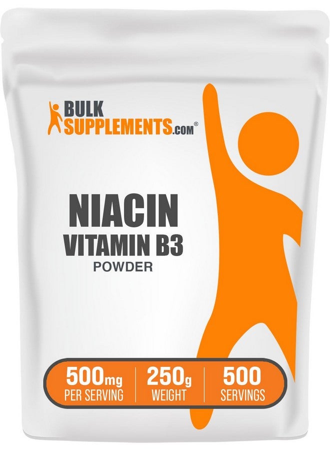 BulkSupplements مسحوق النياسين من BulkSupplements.com - مكمل فيتامين ب3، احمرار النياسين - خالي من الغلوتين، 500 ملغ لكل حصة، 250 غرام (8.8 أونصة) (عبوة من 1) - Image 1