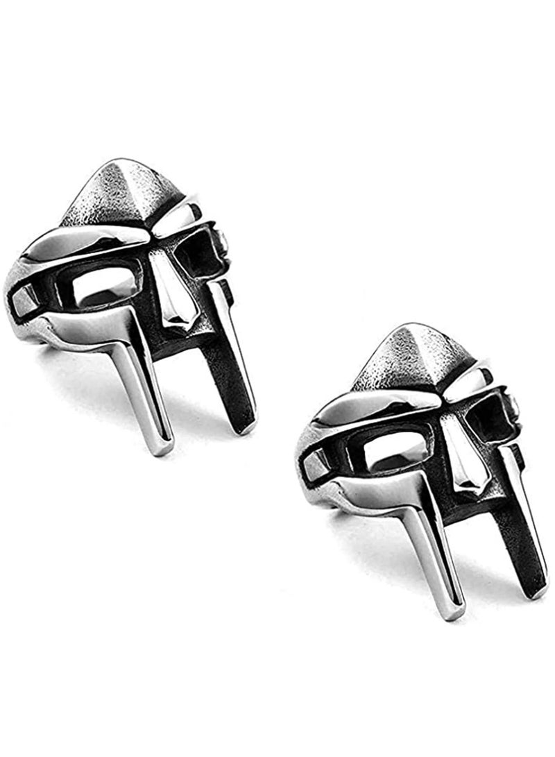 KASTWAVE Doom Mask Ring Biker Punk Ring Egyptian Pharaoh Ring, Viking Pagan Men's Rings, Vintage Biker Ring Gladiator Style Alloy Ring Silver Male Ring Jewelry Accessory 2Pcs 11# - Image 1