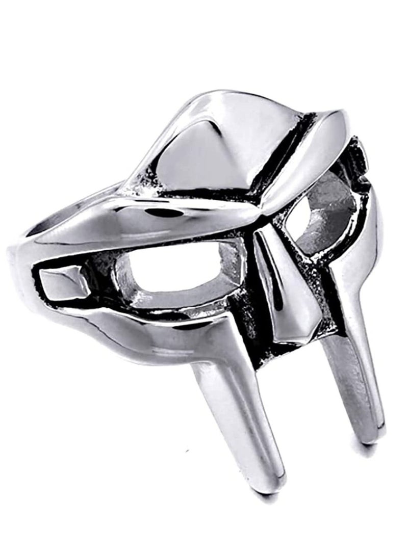 KASTWAVE Doom Mask Ring Biker Punk Ring Egyptian Pharaoh Ring, Viking Pagan Men's Rings, Vintage Biker Ring Gladiator Style Alloy Ring Silver Male Ring Jewelry Accessory 2Pcs 11# - Image 2