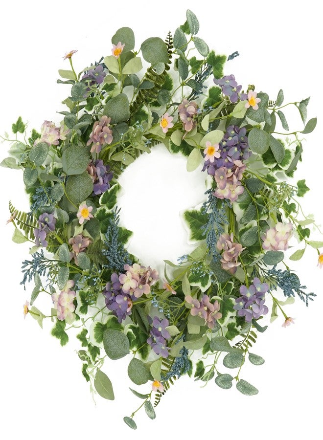 WreathDream أكاليل ربيعية اصطناعية من WreathDream لتزيين باب المنزل الأمامي، وإكليل صيفي مزين بأزهار الكوبية الأرجوانية، مناسب للباب الأمامي، والداخلي، والخارجي، والشرفة، والمنزل الريفي، والجدران، والنوافذ، والمهرجانات، وحفلات الزفاف. - Image 1