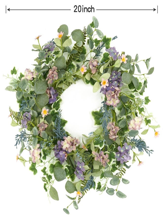 WreathDream أكاليل ربيعية اصطناعية من WreathDream لتزيين باب المنزل الأمامي، وإكليل صيفي مزين بأزهار الكوبية الأرجوانية، مناسب للباب الأمامي، والداخلي، والخارجي، والشرفة، والمنزل الريفي، والجدران، والنوافذ، والمهرجانات، وحفلات الزفاف. - Image 3