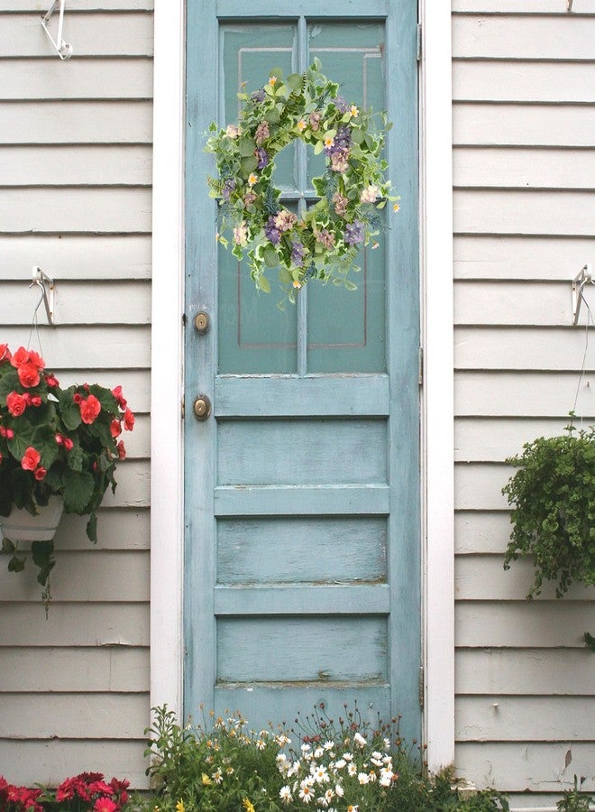 WreathDream أكاليل ربيعية اصطناعية من WreathDream لتزيين باب المنزل الأمامي، وإكليل صيفي مزين بأزهار الكوبية الأرجوانية، مناسب للباب الأمامي، والداخلي، والخارجي، والشرفة، والمنزل الريفي، والجدران، والنوافذ، والمهرجانات، وحفلات الزفاف. - Image 4
