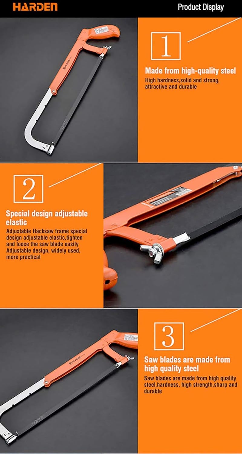 Harden 10 to 12 Adjustable Steel Hacksaw Saw Frame610703 - Image 3