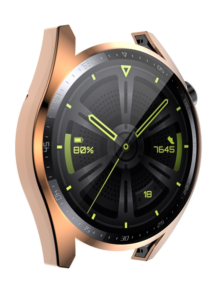 جراب حماية كامل سليكون شفاف لحماية ساعة هواوي جي تي 3 بمقياس 46 مم - روز جولد Huawei GT3 46mm - Image 2