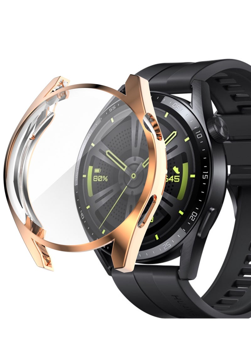 جراب حماية كامل سليكون شفاف لحماية ساعة هواوي جي تي 3 بمقياس 46 مم - روز جولد Huawei GT3 46mm - Image 1