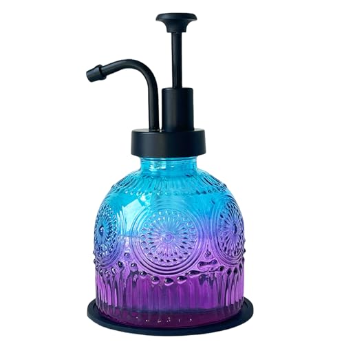 Birugen Vintage Soap Dispenser for Bathroom,Glass Kitchen Liquid Soap Dispenser with Pump,Farmhouse Antique,Cute Small Rustic Decor(Purple) - Image 1