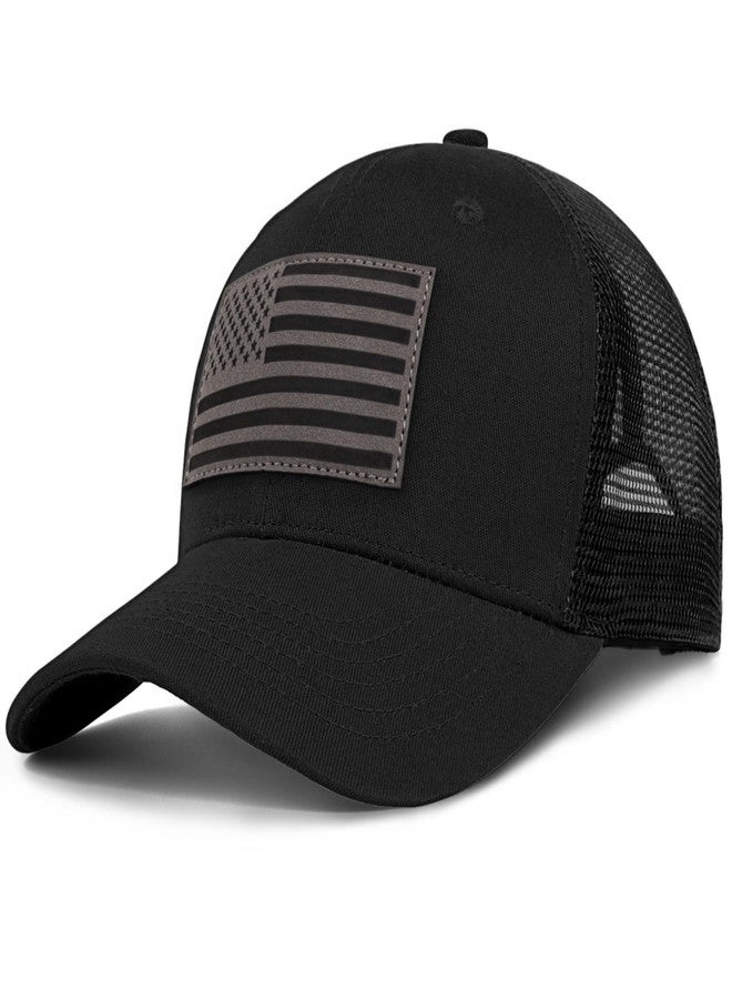 MixYoke American Flag Trucker Hat - Snapback Hats for Men Women Baseball Cap - Breathable Mesh & Adjustable Fit for Casual Wear, Black-1, One size - Image 2