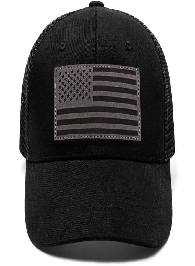 MixYoke American Flag Trucker Hat - Snapback Hats for Men Women Baseball Cap - Breathable Mesh & Adjustable Fit for Casual Wear, Black-1, One size - Image 1