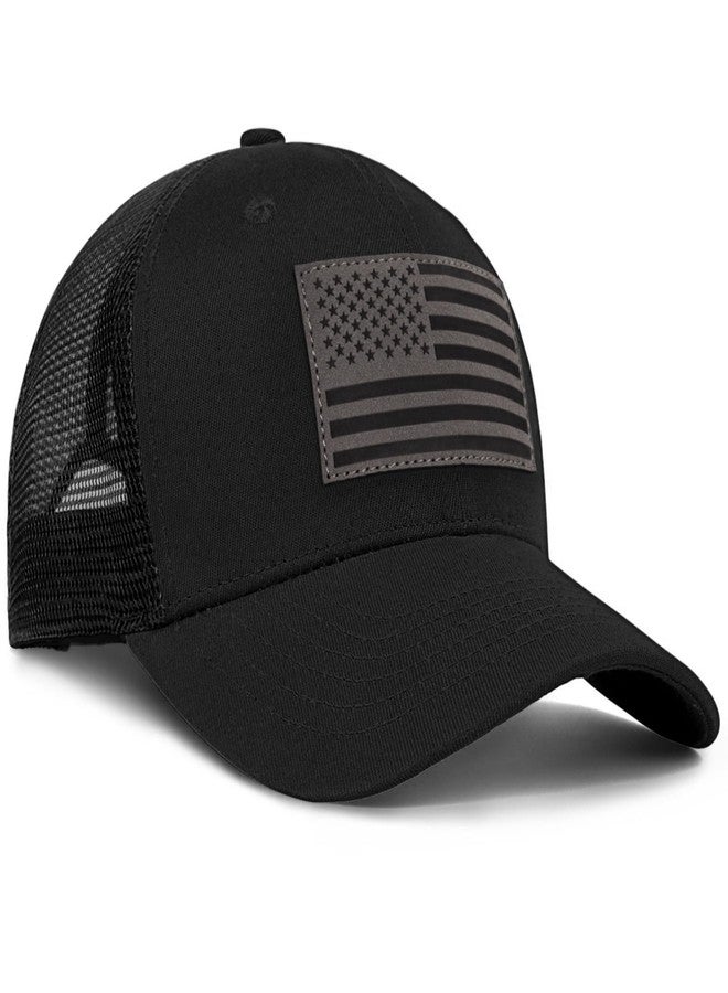 MixYoke American Flag Trucker Hat - Snapback Hats for Men Women Baseball Cap - Breathable Mesh & Adjustable Fit for Casual Wear, Black-1, One size - Image 3