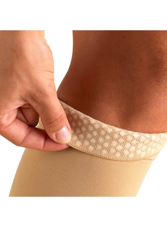 Truform 20-30 mmHg Compression Stockings for Men and Women, Thigh High Length, Dot-Top, Open Toe, Beige, Medium - Image 2