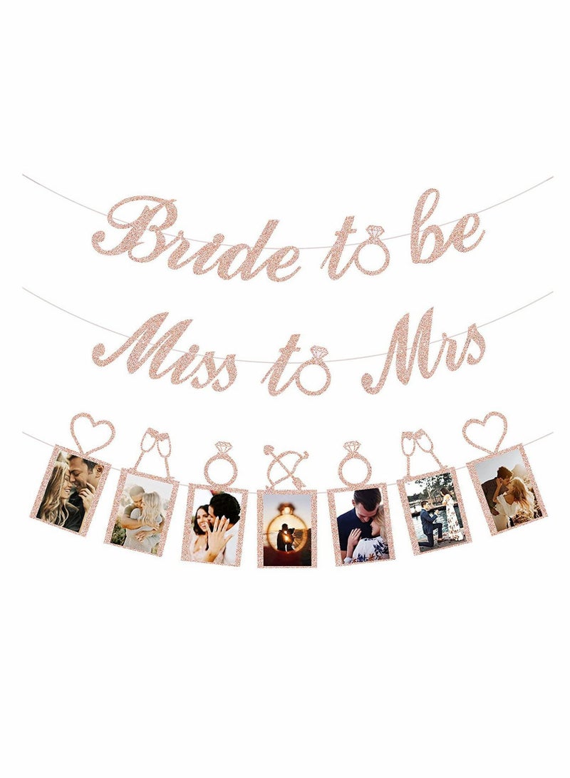 NIBEMINENT Rose Gold Bridal Shower Decorations - Miss to Mrs Banner, Bride Be Banner and Photo for Bachelorette Wedding Engagement Party Kit Supplies Decor - Image 1
