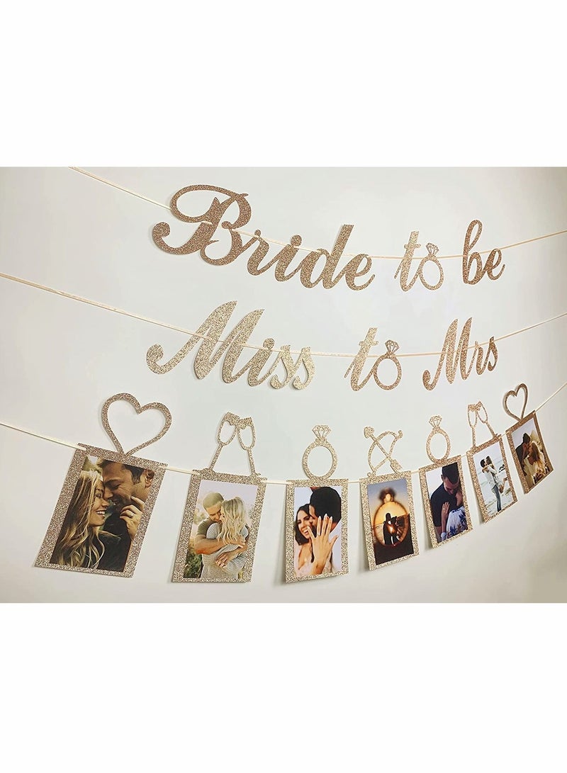 NIBEMINENT Rose Gold Bridal Shower Decorations - Miss to Mrs Banner, Bride Be Banner and Photo for Bachelorette Wedding Engagement Party Kit Supplies Decor - Image 2