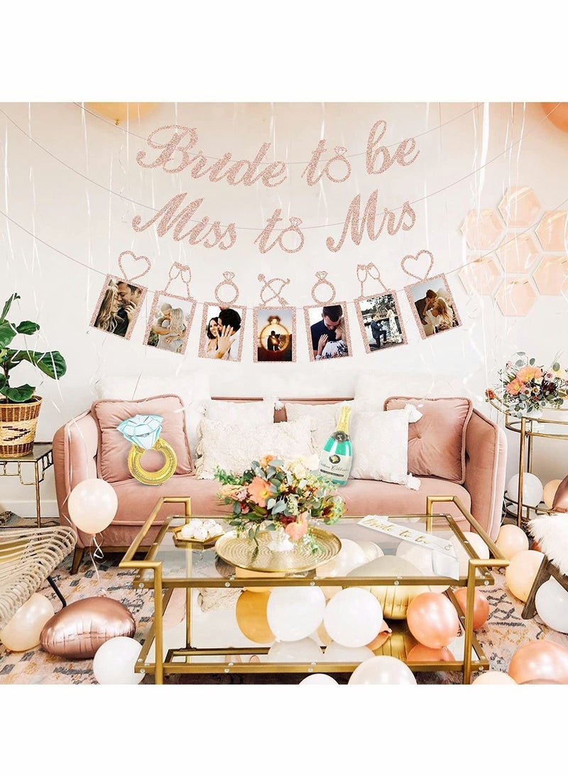 NIBEMINENT Rose Gold Bridal Shower Decorations - Miss to Mrs Banner, Bride Be Banner and Photo for Bachelorette Wedding Engagement Party Kit Supplies Decor - Image 4