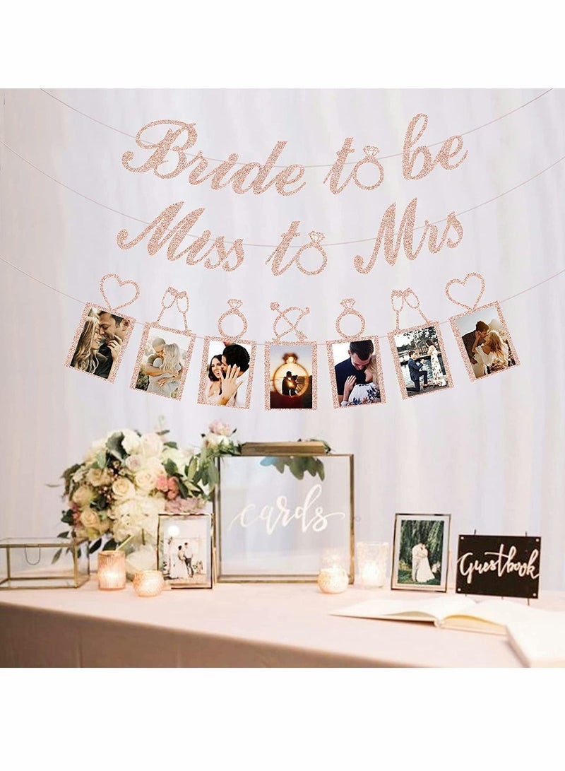 NIBEMINENT Rose Gold Bridal Shower Decorations - Miss to Mrs Banner, Bride Be Banner and Photo for Bachelorette Wedding Engagement Party Kit Supplies Decor - Image 3