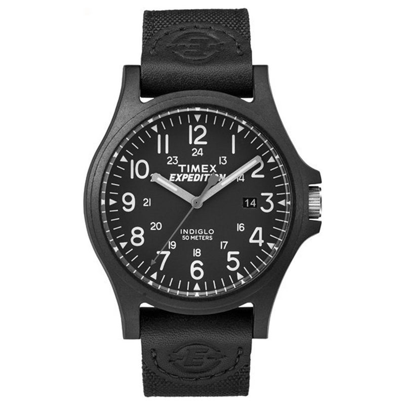 TIMEX ساعة تيمكس للرجال TW4B08100 إكسبيديشن أكاديا بحزام جلد/نايلون أسود - Image 1