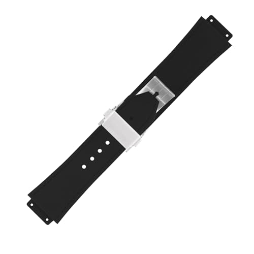 XIW Compatible for 19mm× 25mm× 22mm Hublot Big Bang Leather Frosted Watch Band With Stainless Steel Buckle Replacement for men Silicone Wirstband Strap women Bracelet (Navy Blue) - Image 5