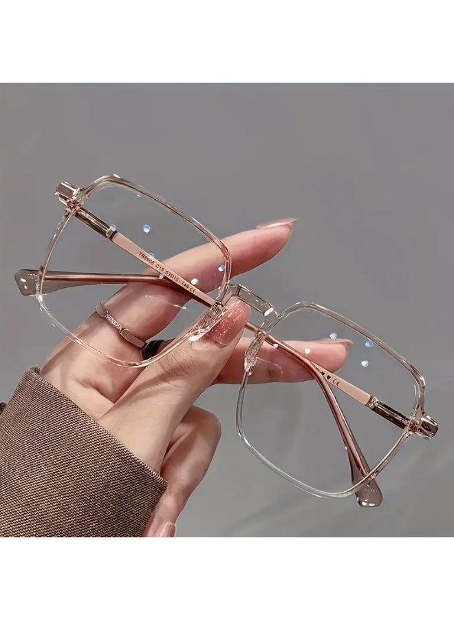 SCENT HOUSE Super Large High-End Black Frame Glasses – Minimalist Makeup Style, Flat Lenses with Blue Light Protection, Ideal for Small Faces, Fashionable Eyewear (Includes Eyeglass Case), Blue Light Blocking Glasses, Eyeglasses - Image 4