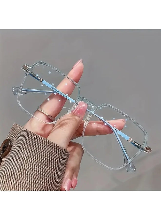 SCENT HOUSE Super Large High-End Black Frame Glasses – Minimalist Makeup Style, Flat Lenses with Blue Light Protection, Ideal for Small Faces, Fashionable Eyewear (Includes Eyeglass Case), Blue Light Blocking Glasses, Eyeglasses - Image 3